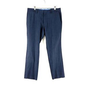 Banana Republic Modern Slim Fit Blue Check Flat Front Mid Rise Dress Pants 36/30